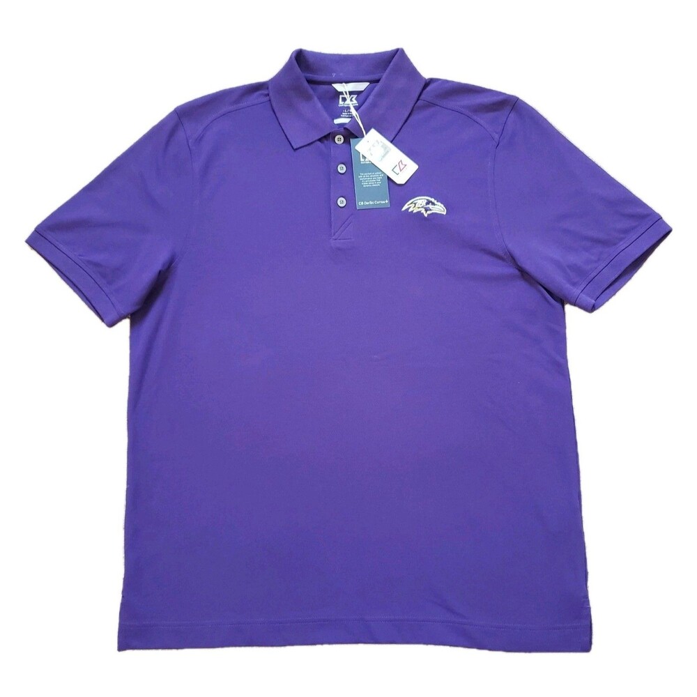 NWT Cutter & Buck Baltimore Ravens Size Large Mens Purple DryTec Polo Shirt